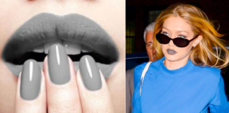 Gigi Hadid in compagnia di Mr. Grey…il rossetto trend dell’autunno 2017 rossetto grigio