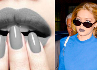 Gigi Hadid in compagnia di Mr. Grey…il rossetto trend dell’autunno 2017 rossetto grigio