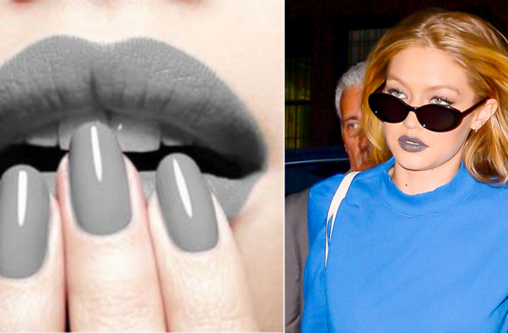 Gigi Hadid in compagnia di Mr. Grey…il rossetto trend dell’autunno 2017 rossetto grigio
