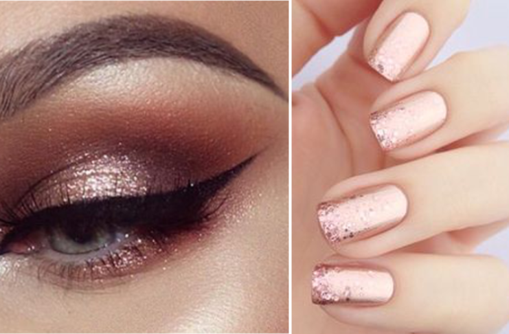 Unghie e make up rose gold: idee brillanti per Natale rose gold