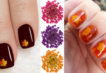Nail art fiori e foglie secche per dare il benvenuto all’autunno