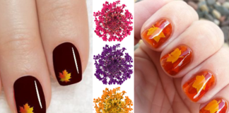 Nail art fiori e foglie secche per dare il benvenuto all’autunno
